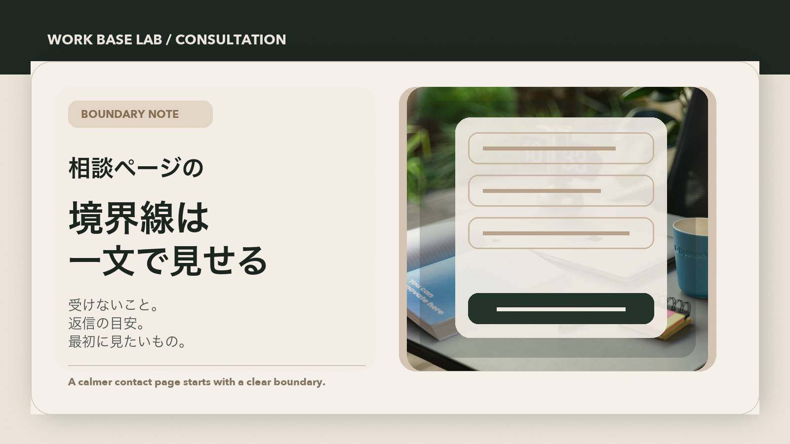 副業相談ページの対応範囲と戻る先を整理するためのWork Base Labのカバー画像