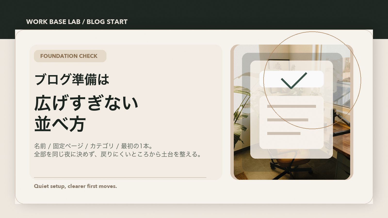 ブログ準備の順番を整えるためのWork Base Lab記事カバー